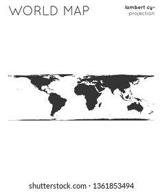World map. Globe in Lambert cylindrical equal-area projection, plain style. Modern vector illustration.