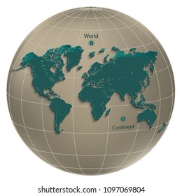 World map globe light globus vector