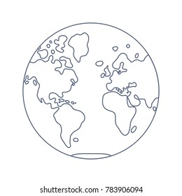 World map globe line icon, western hemisphere. 