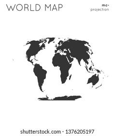 World map. Globe in McBryde-Thomas flat-polar quartic projection, plain style. Modern vector illustration.