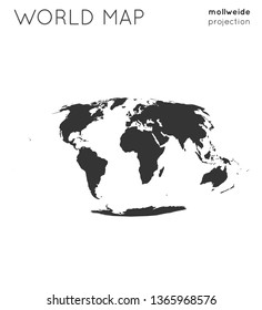 World map. Globe in Mollweide projection, plain style. Modern vector illustration.