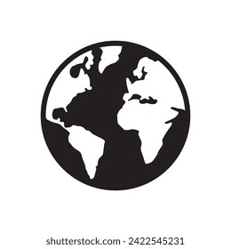 world map globe planet earth icon flat vector illustration
