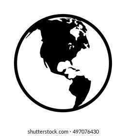 World map globe or planet earth world map line art vector icon for apps and websites