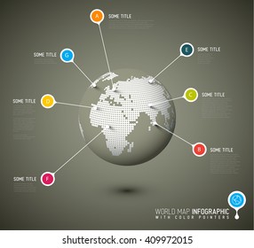 World map globe with pointer marks - communication concept - brown version