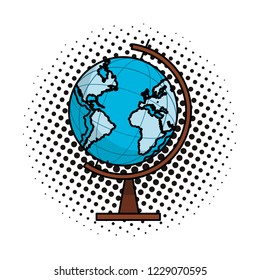 World map globe pop art