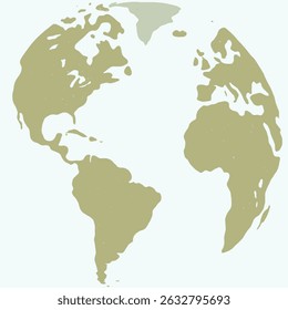 World map with Globe in Retro Style Drawing. Hand-drawn Earth Globe Sketch. Hand Drawn Colorful Flat Illustration of Our Blue Planet icon. Simplified Globe Representation Earth's Continents and Oceans