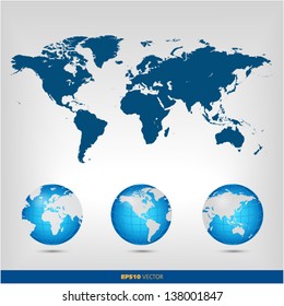 World map globe set
