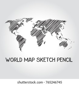 world map globe sketch pencil vector illustration