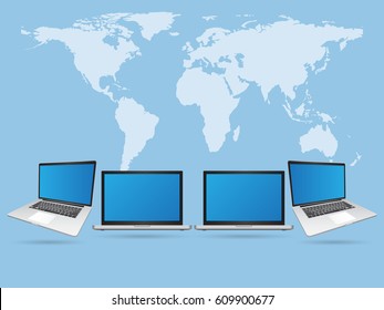 World Map Globe with tablet computer, Vector Illustration EPS 10.