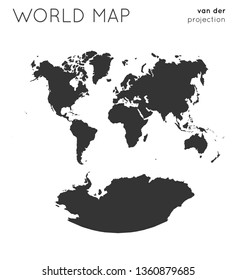 World map. Globe in van der Grinten projection, plain style. Modern vector illustration.