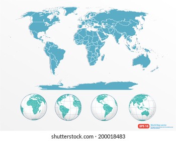 world map with globe vector format
