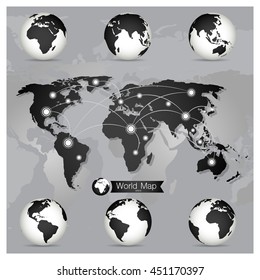 World Map Globe Vector Illustration 260nw 451170397 