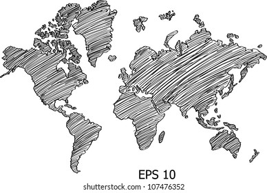 World Map Globe Vector line Illustrator, EPS 10.