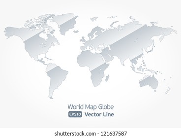 World Map Globe Vector line Illustration, kart? stylized light, EPS 10