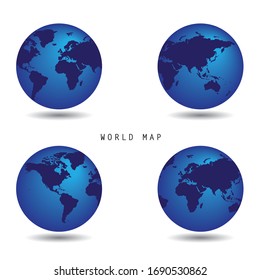 World Map Globe Vector Set