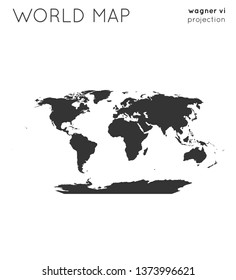 World map. Globe in wagner vi projection, plain style. Modern vector illustration.