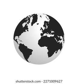 World map. Globes of Earth icon. Vector globe map design isolated on transparent background. Earth hemispheres with continents Asia, africa, america, and Europe. Travel concepts