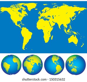 World map and globes for various design. 