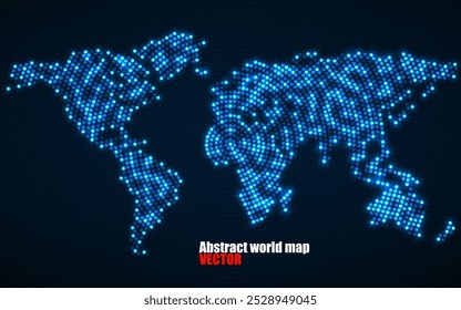 Mapa mundial de ouro com pontos radiais brilhantes. Ilustração abstrata do mundo