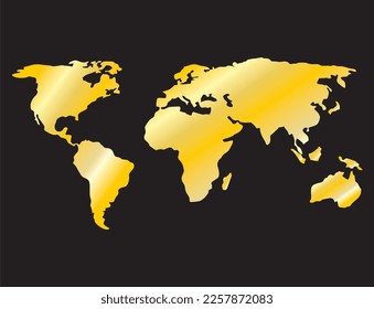 WORLD MAP WITH GOLD MIRRORED EFFECT. FOR WALLPAPER.