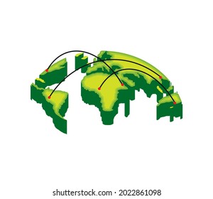 world map with gps location icon isolated
