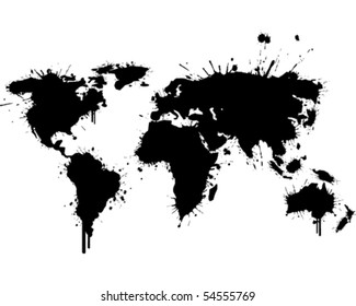 World map Graffiti black