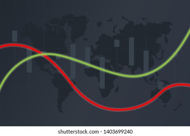 World map with graph in futuristic concept suitable for economic trends business. Financial Management design concept. Vector illustration.