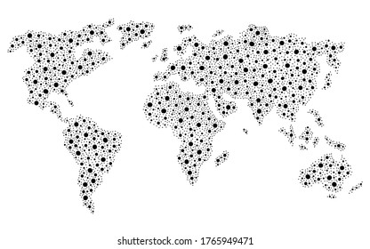 World map graphic circle black white isolated sketch illustration vector