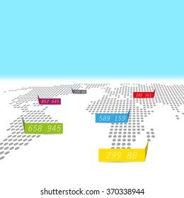 World map graphic with color labels vector