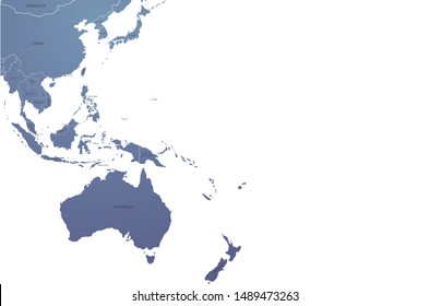 world map. graphic vector of asia and oceania map