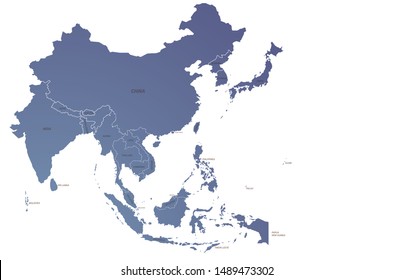 World Map. Graphic Vector Of Asia Countries. Asia Map. 