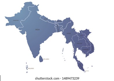 world map. graphic vector of indian ocean countries map. asia map.indo map