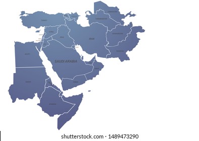 World Map. Graphic Vector Of Middle East Countries