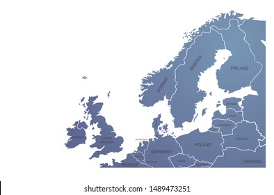 world map. graphic vector of northern europe countries map