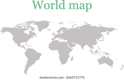 World map gray color countries World map Grayscale, isolated on white background for website layouts, background, education,