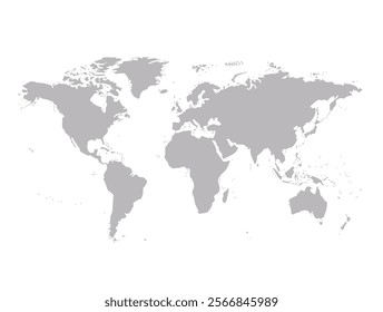 world map in gray color on white background with details