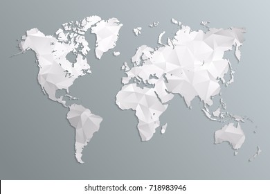 World map gray in polygonal style on dark background. isolated vector illustration eps 10