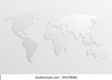 World  map in gray with shadows and gradients