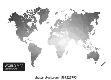 World map gray vector illustration in polygonal style on white background. Vector illustration eps 10.