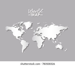 world map in grayscale color silhouette