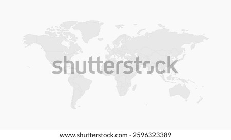 World map Grayscale. Grey silhouette isolated on white background for website layouts, background, education. Travel worldwide backdrop. Earth geography