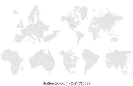 World map Grayscale for website layouts,background, education, precise, customizable, Travel worldwide,map silhouette backdrop,earth geography,political,reports.