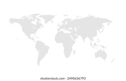 World map Grayscale,isolated on white background for website layouts,background,education, precise,customizable,Travel worldwide,map silhouette backdrop,earth geography, political,reports.