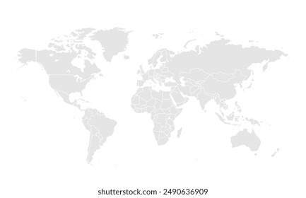 World map Grayscale,isolated on white background for website layouts,background,education, precise,customizable,Travel worldwide,map silhouette backdrop,earth geography, political,reports.