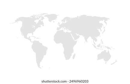 Mapa mundial Escala de grises, aislado sobre fondo blanco para diseños de Sitio web, fondo, educación, preciso, personalizable, Viajar por todo el mundo, fondo de silueta de mapa, geografía terrestre, política, informes.