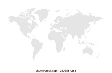 Mapa mundial Escala de grises, aislado sobre fondo blanco para diseños de Sitio web, fondo, educación, preciso, personalizable, Viajar por todo el mundo, fondo de silueta de mapa, geografía terrestre, política, informes.