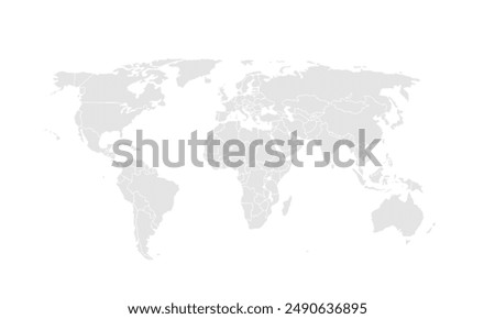 World map Grayscale,isolated on white background for website layouts,background,education, precise,customizable,Travel worldwide,map silhouette backdrop,earth geography, political,reports.