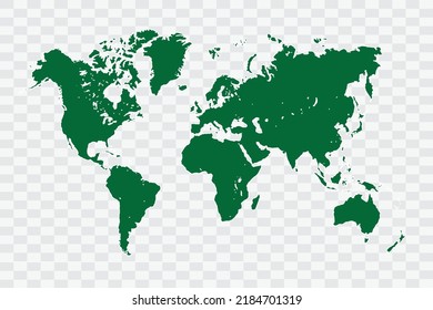 World Map green Color on White Background quality files Png