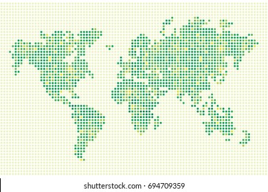 World Map Green Dot