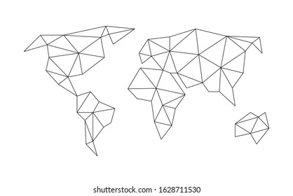 World map. Green Earth. Template for web site, app, inphographics. Globe worldmap flat design shape. Travel worldwide backdrop. 3d Vector  background with shadow isolated on white